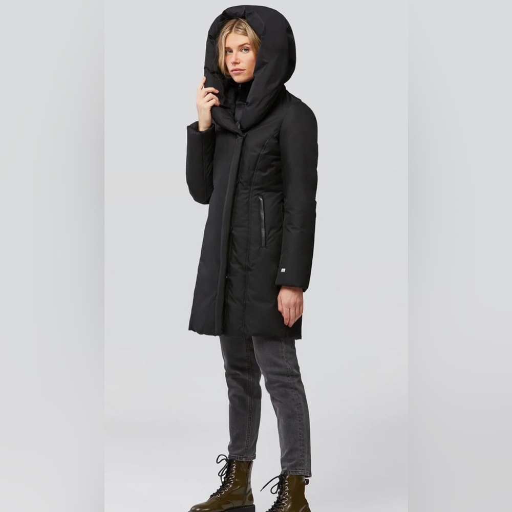 Soia & Kyo Camelia slim fit coat with leather trim - Black, XL
